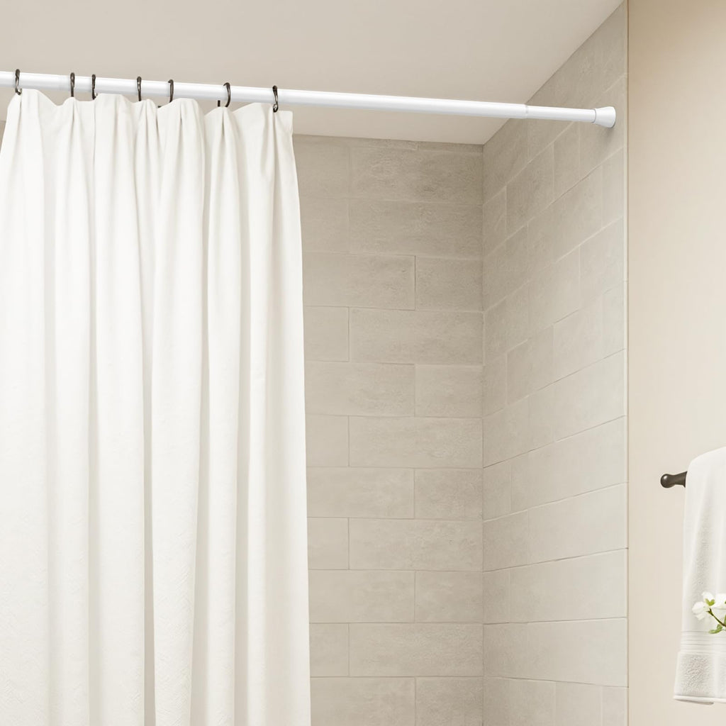 1Pc Spring Tension Curtain Rod, Adjustable 45-77 Inch, White