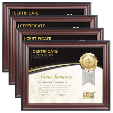 8.5x11 Document frames, Real Glass Fronts, 4 Pack Certificate Frames for Wall Or Tabletop Display, Diploma Frames For