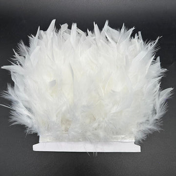 Turkey Feathers Fringe Trim Fashion Dress Sewing Crafts Costumes Decoration (White) - 2yards