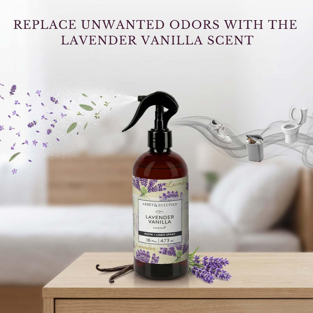Linen Spray, Lavender Vanilla, Fabric Freshener and Odor Eliminator, 16 oz - Set of 2