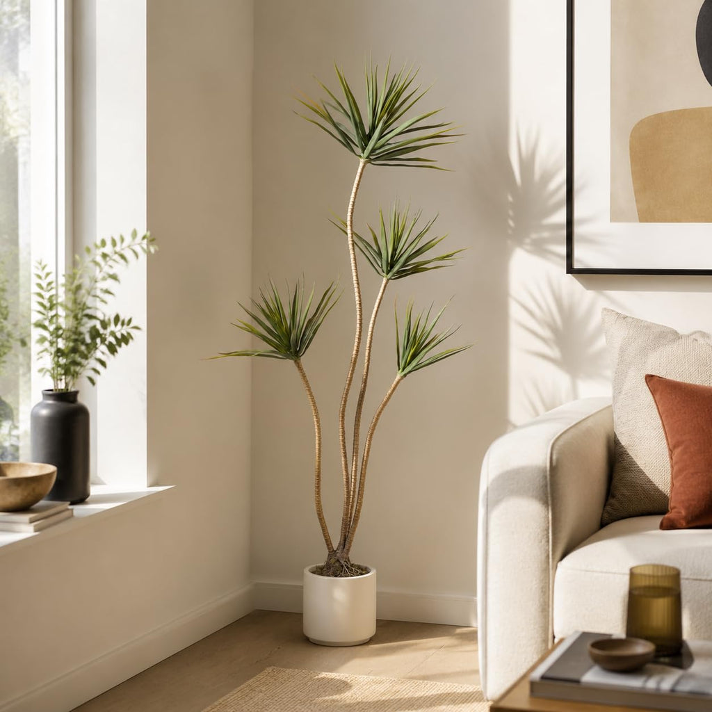 Dracaena Marginata Tree 5FT Faux Dragon Plant with Roots 60inch
