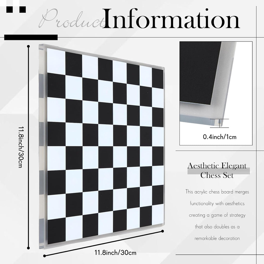 Acrylic Chess Set, 11.8" Modern Chess Board for Adults
