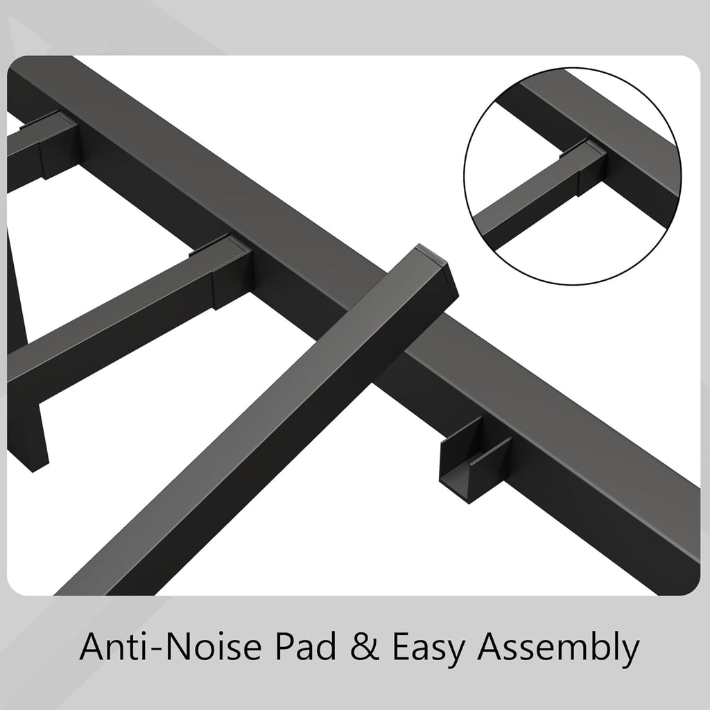 Full Metal Platform Bed Frame/Victorian Style Headboard and Footboard/Steel Slat Support/Easy Assembly/No Box Spring