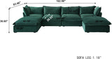 U-Shaped Couches for Living Room, Convertible Sectional Sofa, Modern Deep Seat Soft Cloud Couch, Modular Sectional Sofas with Two Ottomans for Living Room, Apartment (Green) A124-B0F1CGD89D