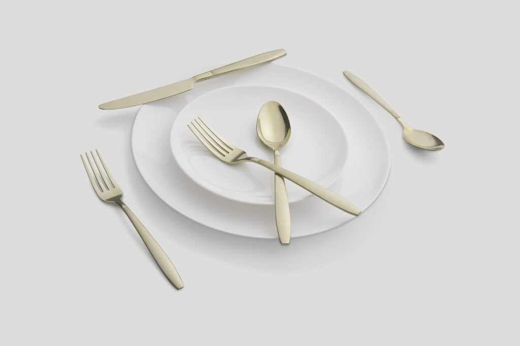 Mathison Champagne Sand/Mirror 45-Piece Flatware Set