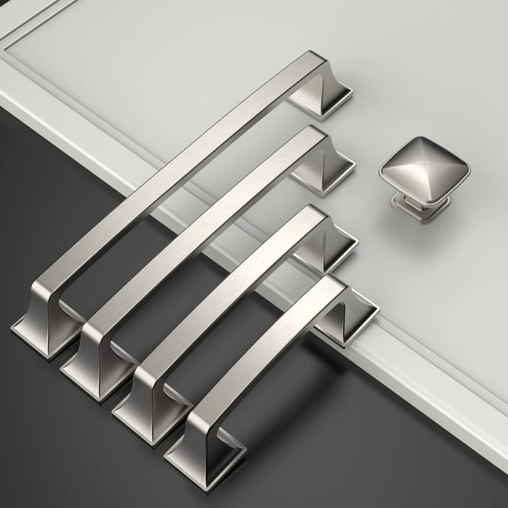 10 Pack Brushed Satin Nickel 5 Inch(128mm) Hole Centers Kitchen Cabinet Pulls Hardware Kitchen Handles for Cabinets