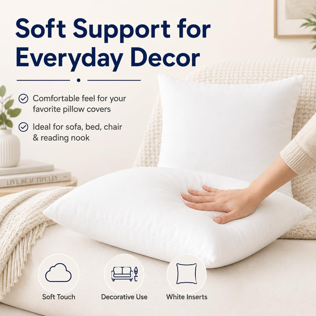 18 x 18 inches Pillow Inserts Hypoallergenic Brushed Microfiber Liner Down Alternative Filled Square - Set of 4