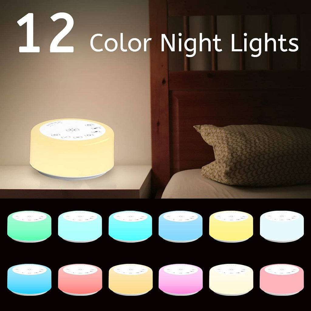 Soother Sleep Sound Machine Night Light White Noise Machine with 30 Sounds & 12 Color Night Lights for Baby Kids Adults