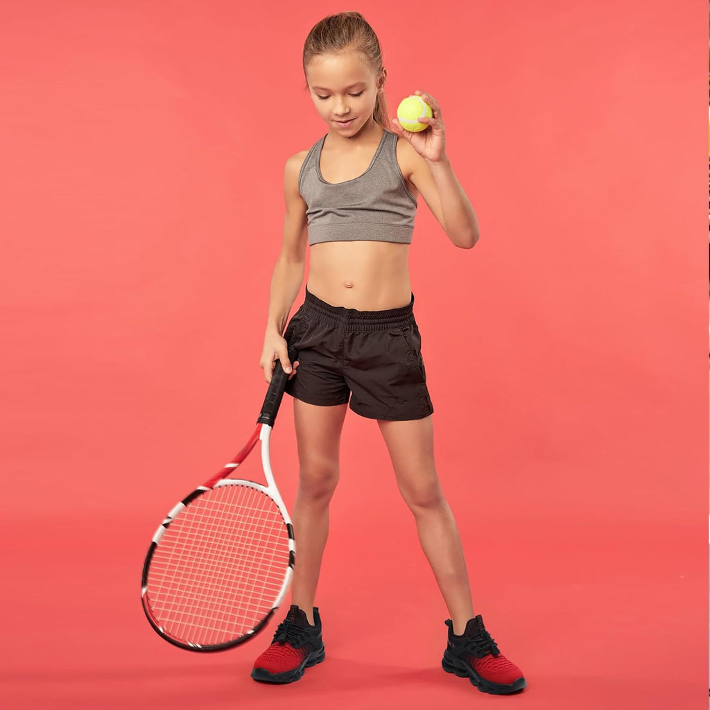 Girls Boys Sneakers Lightweight Breathable Kids Girls Boys Tennis Shoes Slip on with Bungee Lace Running Athletic