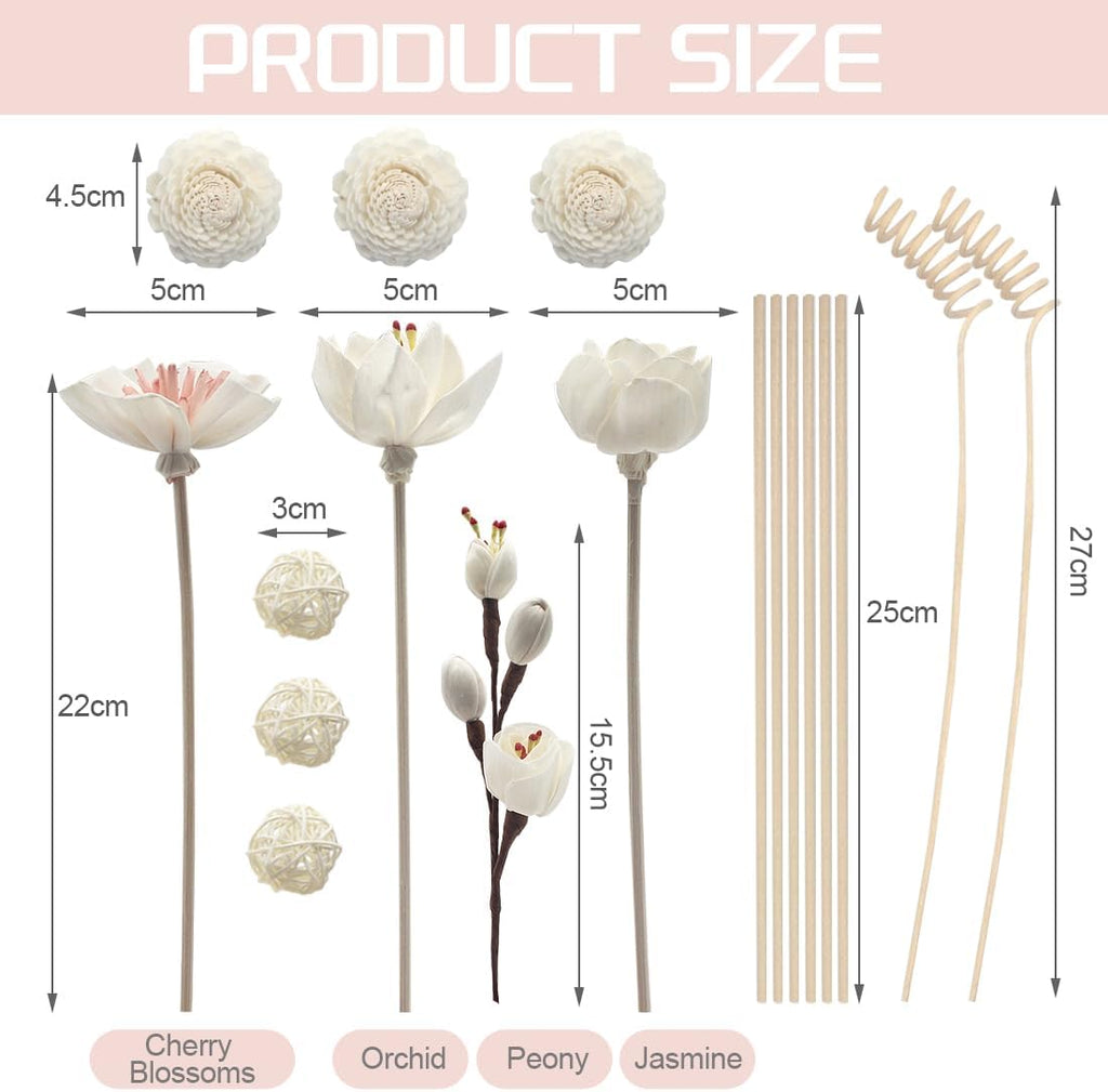 Reed Diffuser Sticks Set, Flowers Refill Replacement Sticks - Set of 18