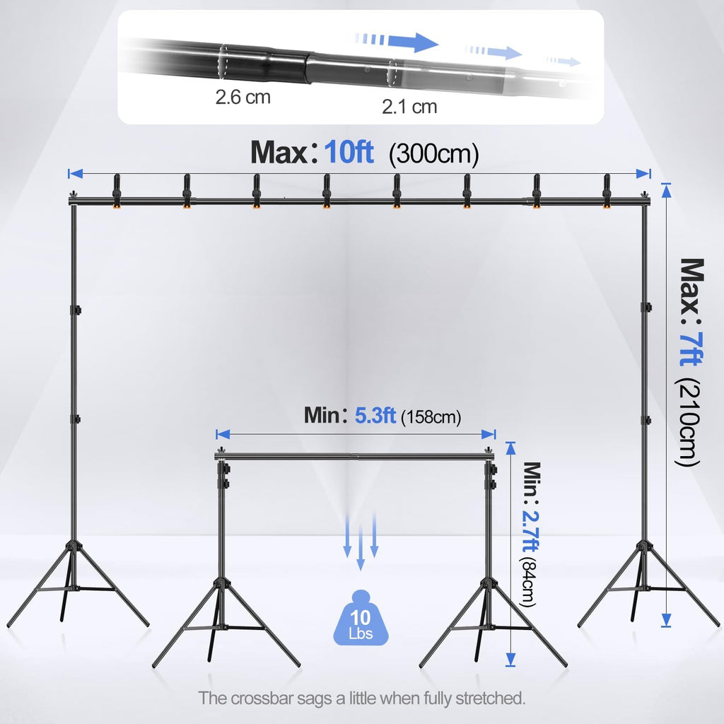 Backdrop Stand 10x7FT Adjustable Back Drop Stand for Party Photoshoot