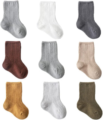Cotton Crew Socks Unisex Baby Solid Color Sock Ankle Socks for Boy Girls Infant Toddlers