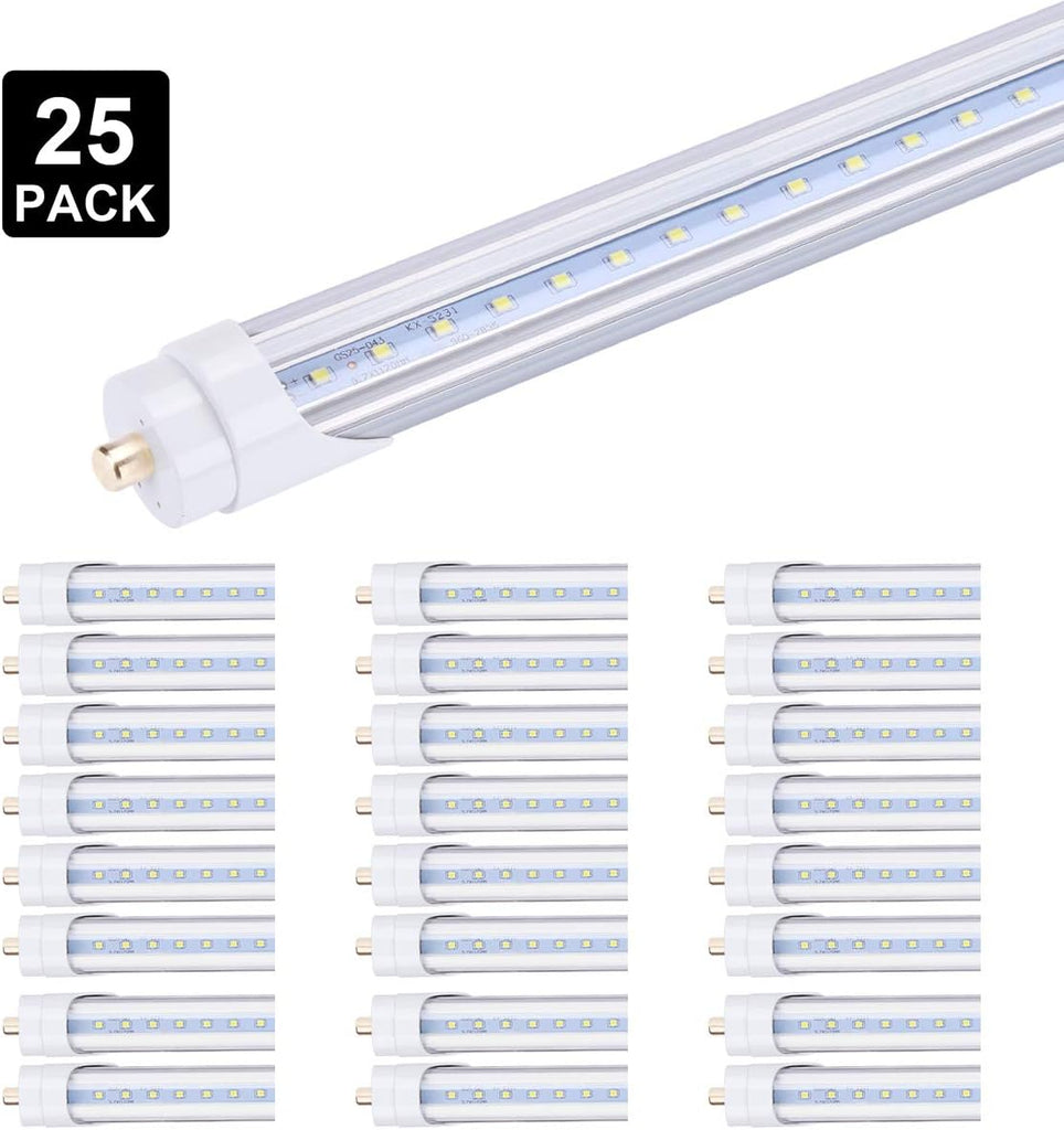 T8 8FT LED Light Tube 45W (Ballast Removal) Clear Cover, Single Pin FA8 Base, Replace 100W Fluorescent Lamp Shop