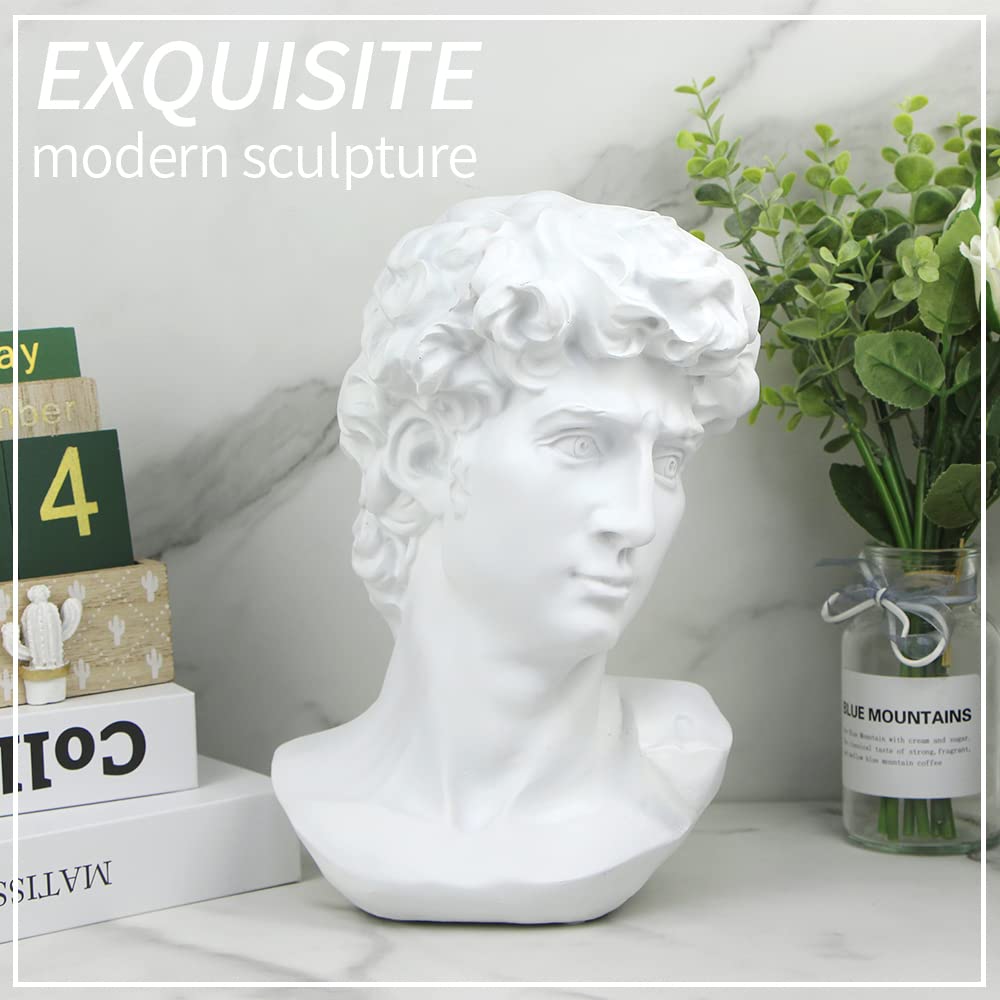 11in Greek Statue of David, Classic Head Bust