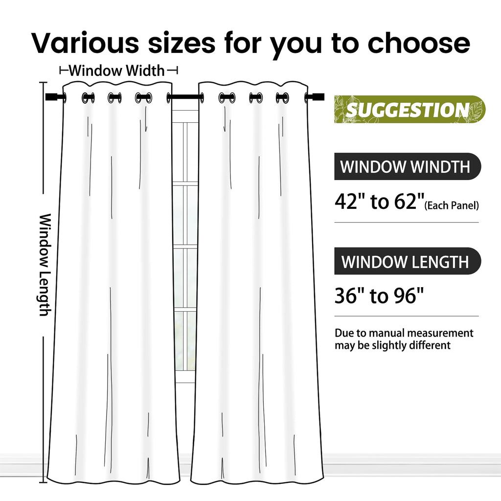100% Blackout Curtains Green Curtains Floral 63 Inch
