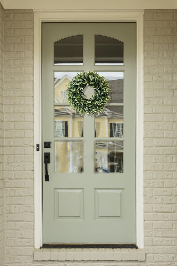 20" Wreaths for Front Door Spring Summer Green Boxwood Door Wreath for All Seasons Living Room Bedroom Window Wall