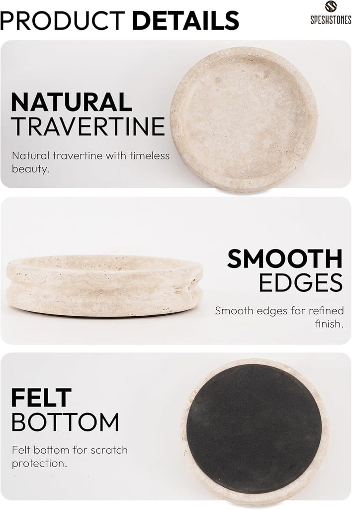 Marble Jewelry Dish, 5" Handmade Travertine Ring Tray