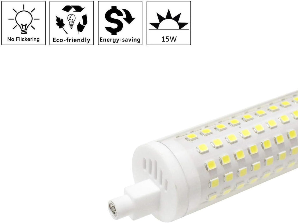 15W 118mm R7S LED Bulbs,Dimmable Daylight White 6000K Double Ended T3 J118 Flood Lights,120 LEDs 2835 SMD,120V J Type