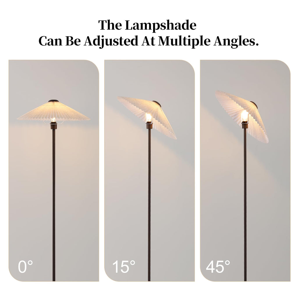 Pleated Fabric Floor Lamp with Warm Light Bedroom Brown