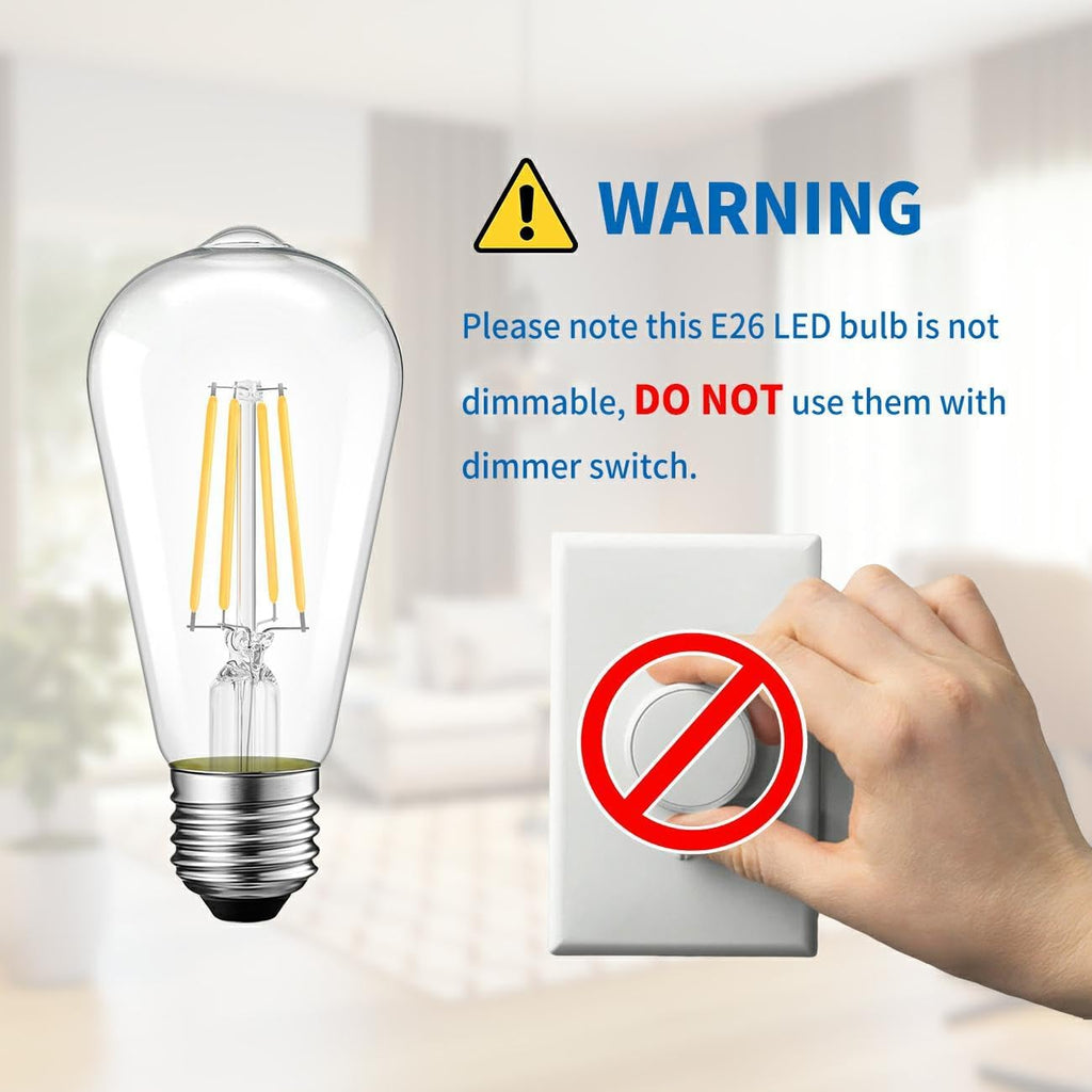 Vintage LED Edison Bulbs, 7W Equivalent 60W, 2700K Warm White, 3 Pack