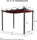 Morgan Outdoor Retractable Pergola with Sun Shade Canopy Patio Aluminum Pergola Shelter for Backyard Deck Garden