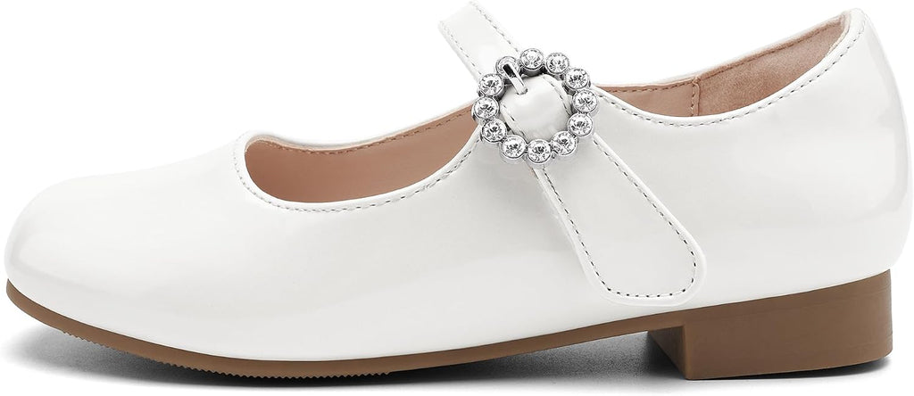 Girls Dress Shoes Rhinestone Buckle Mary Janes for School