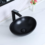 15.7" x 13" Matte Black Oval Vessel Sink with Pop Up Drain,Bathroom Sinks Above Counter,Bathroom Vessel