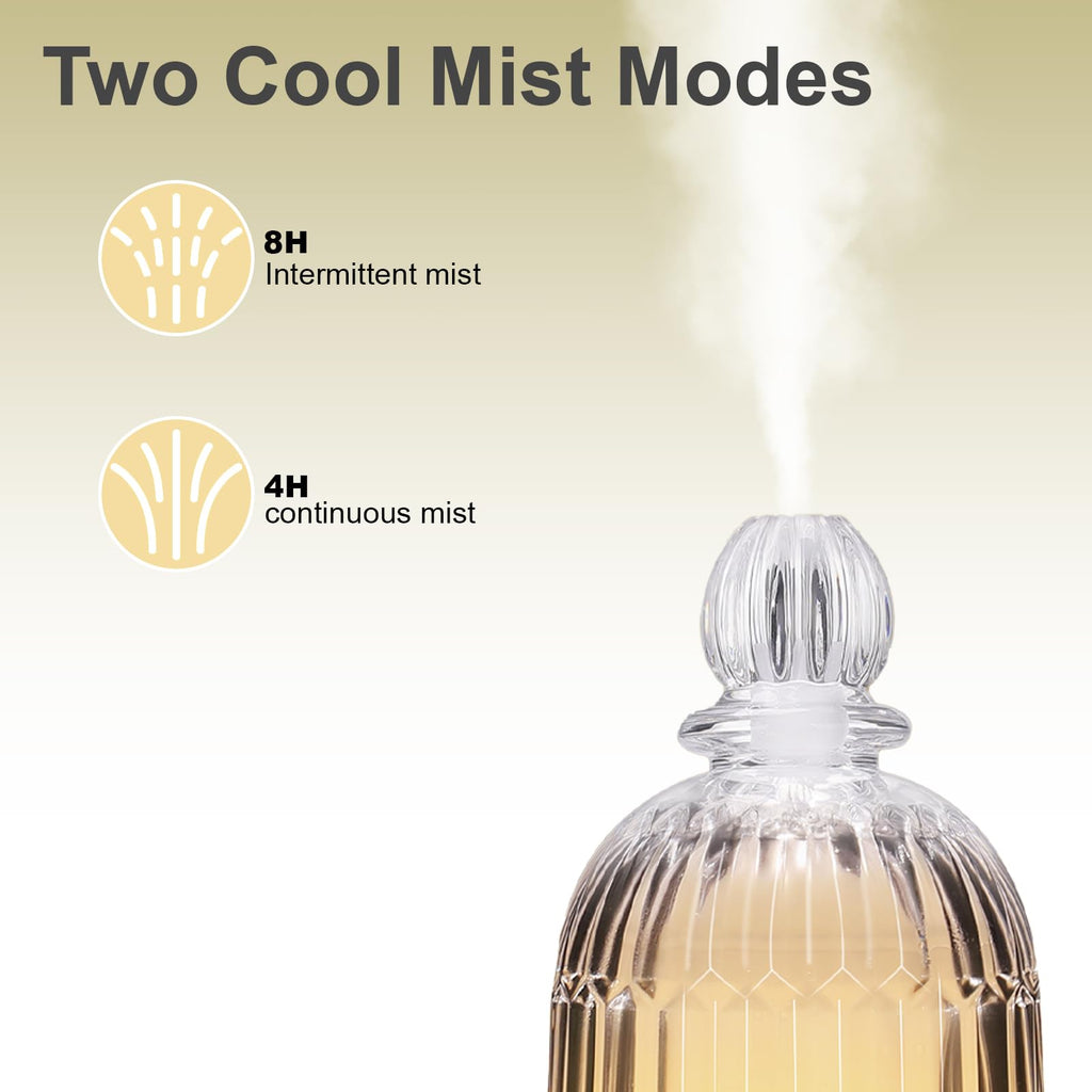 120ml Glass Essential Oil Diffuser, Ultrasonic Aroma Diffuser Glass Cover & Plastic Reservoir with Auto Shut-Off 7