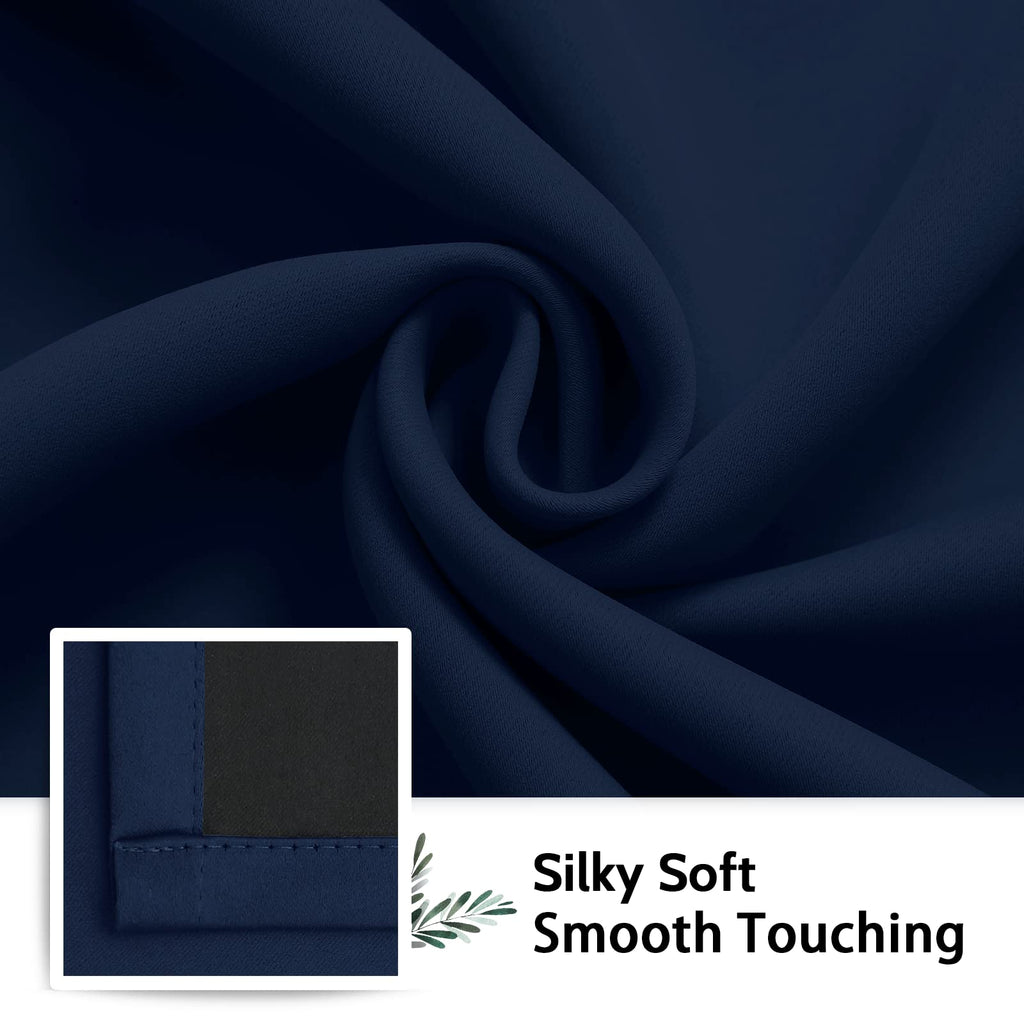 Navy Blue 100% Blackout Curtains Room Darkening Living Room 90