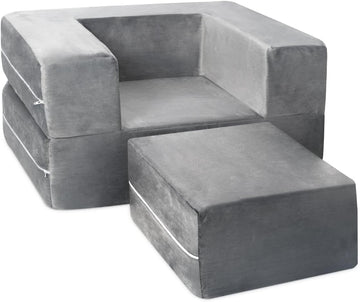 Kids Couch - Modular Kids Sofa for Toddler and Baby Playroom/Bedroom Furniture (Grey Small)