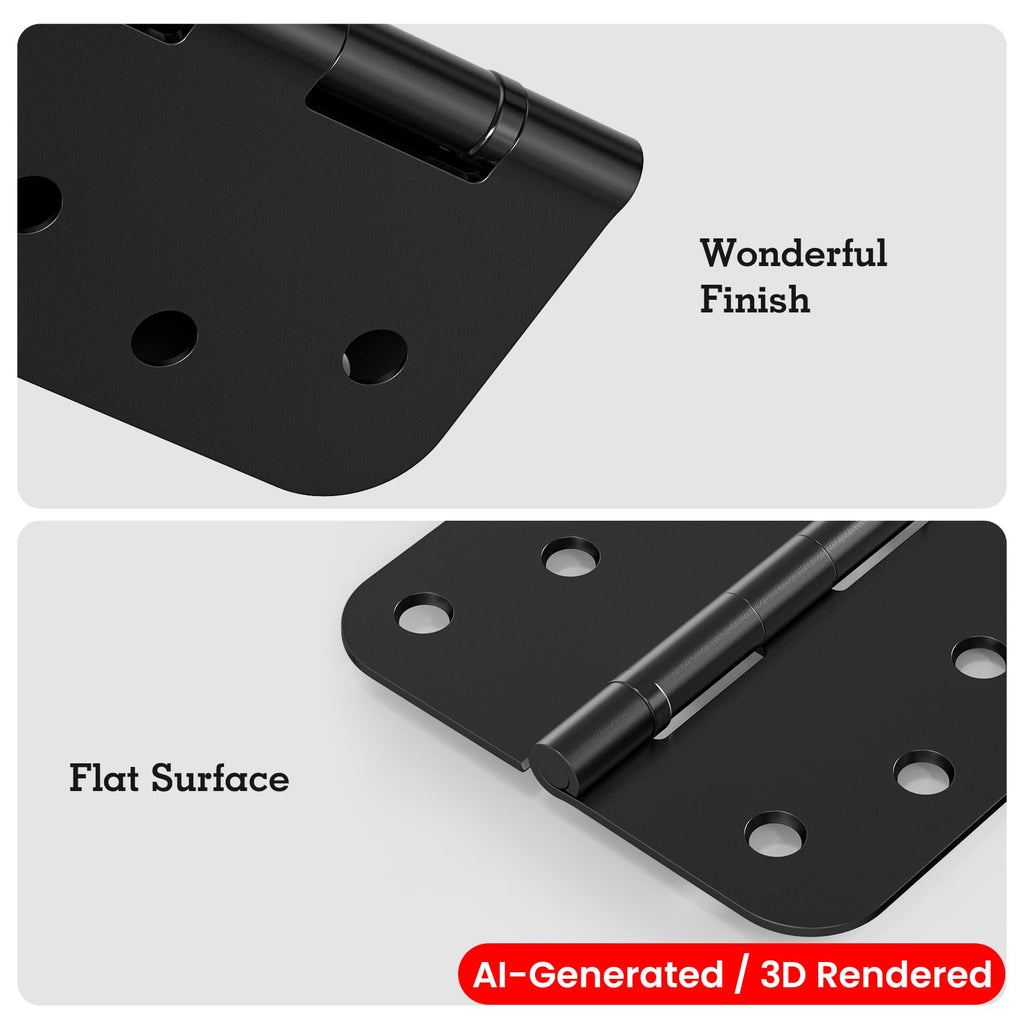 6 Pack Matte Black Door Hinges 4 Inch Lasting No Squeak 5/8"
