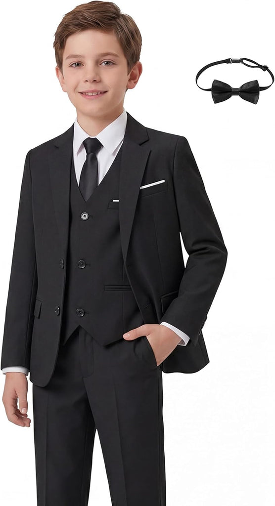 Boys' Formal Suit Set,Slim Fit Tuxedo Wedding Suit with Adjustable Waist