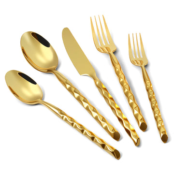 Gold Silverware Set Twisted Handle 40 Pieces Service for 8