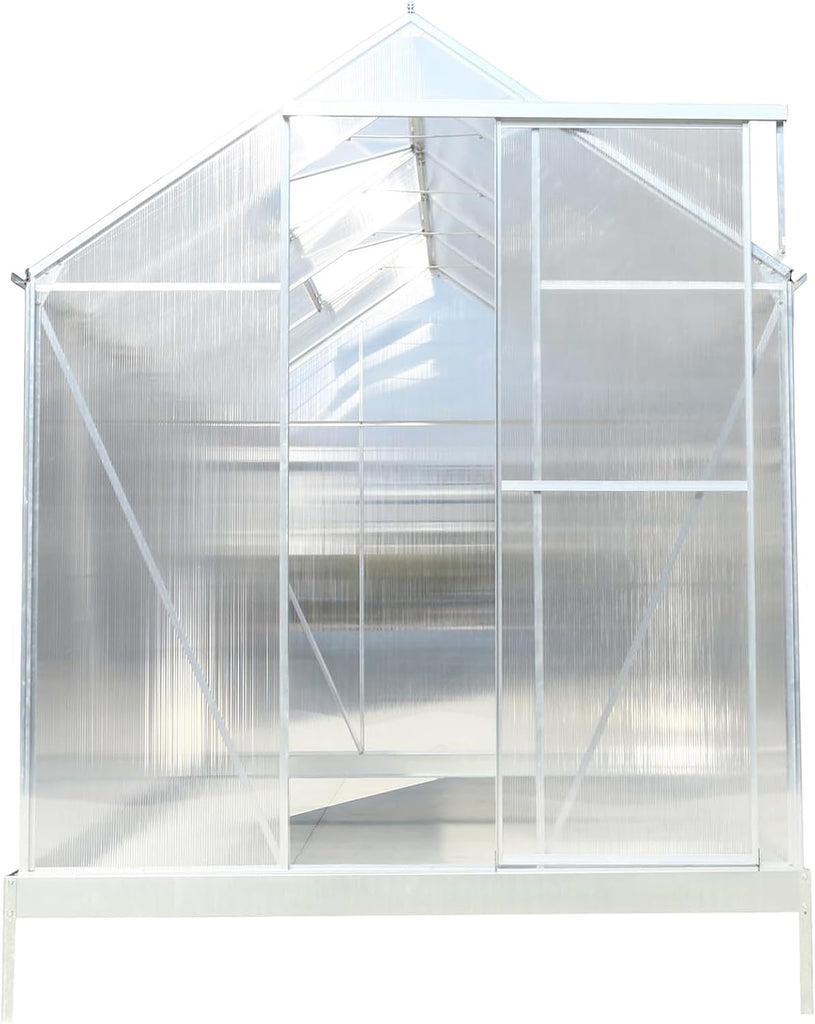 10x7 FT Greenhouse,Polycarbonate Heavy Duty Outdoor Aluminum Walk-in Green House Kit with Rain Gutter and Vent,Plant