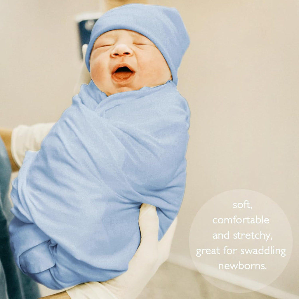 2Pack Swaddle Blanket with Hat Set Boys Receiving Blanket