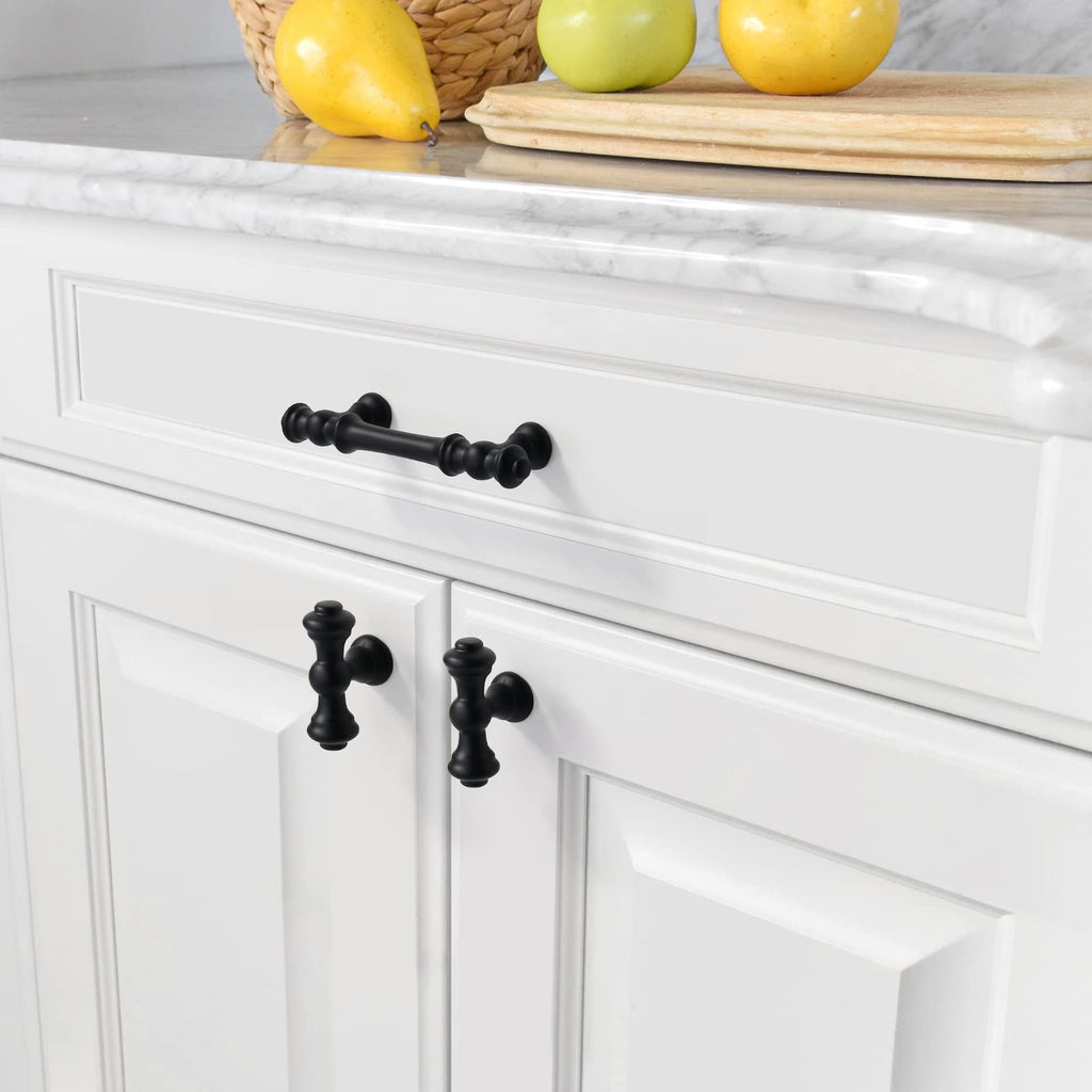 6 Pack 3 Inch(76mm) Matte Black Kitchen Cabinet Handles, Cabinet Pulls Kitchen Cabinet Hardware for Cupboard Drawer