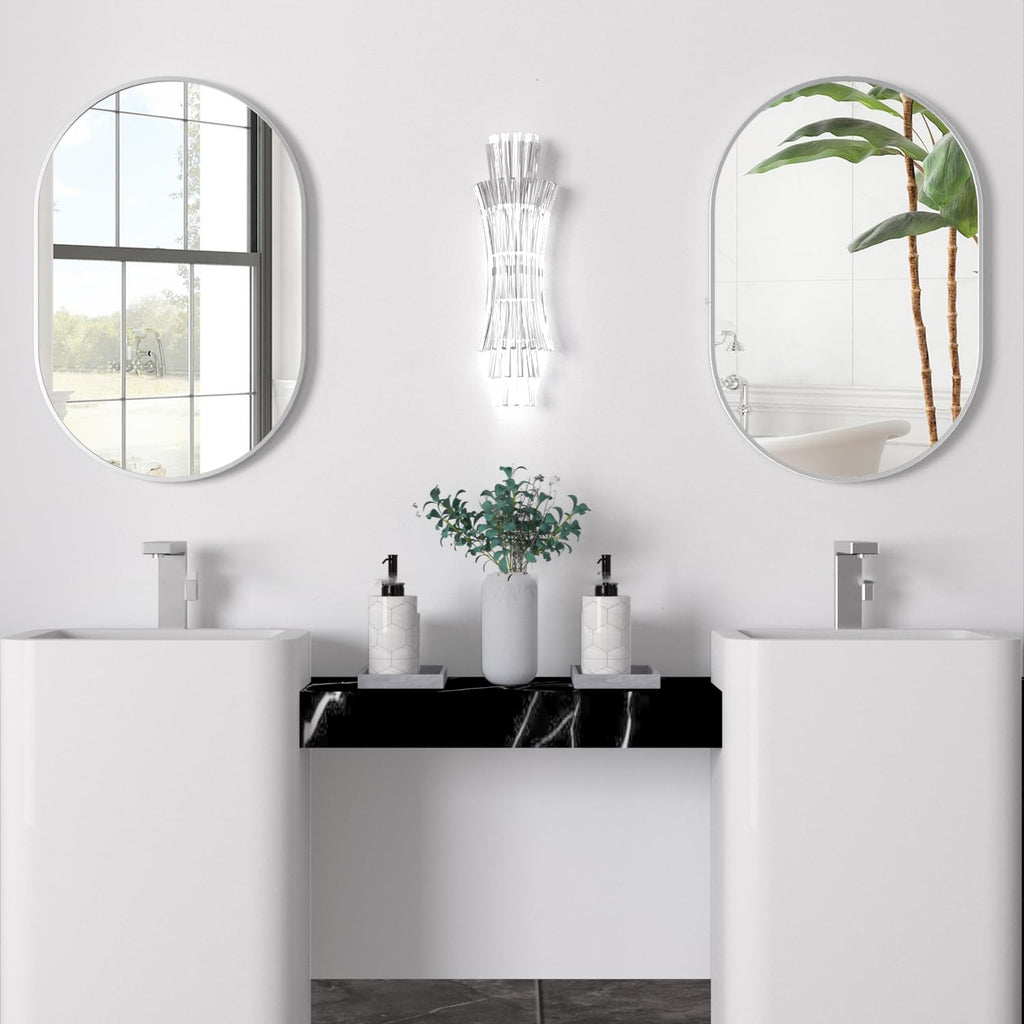 Oval Bathroom Wall Vanity Oval Mirrors, 2 Pieces 20"x30" Silver Bathroom Mirrors for Over Sink Pill Mirrors Capsule