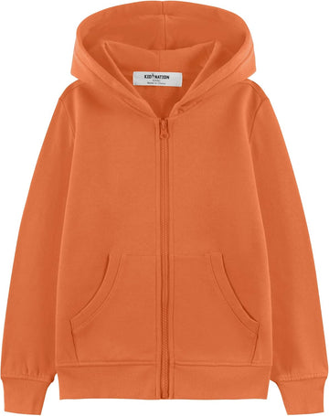 Fleece Kids Zip Up Hoodie Boys Girls Full Zip Hooded Sweatshirt