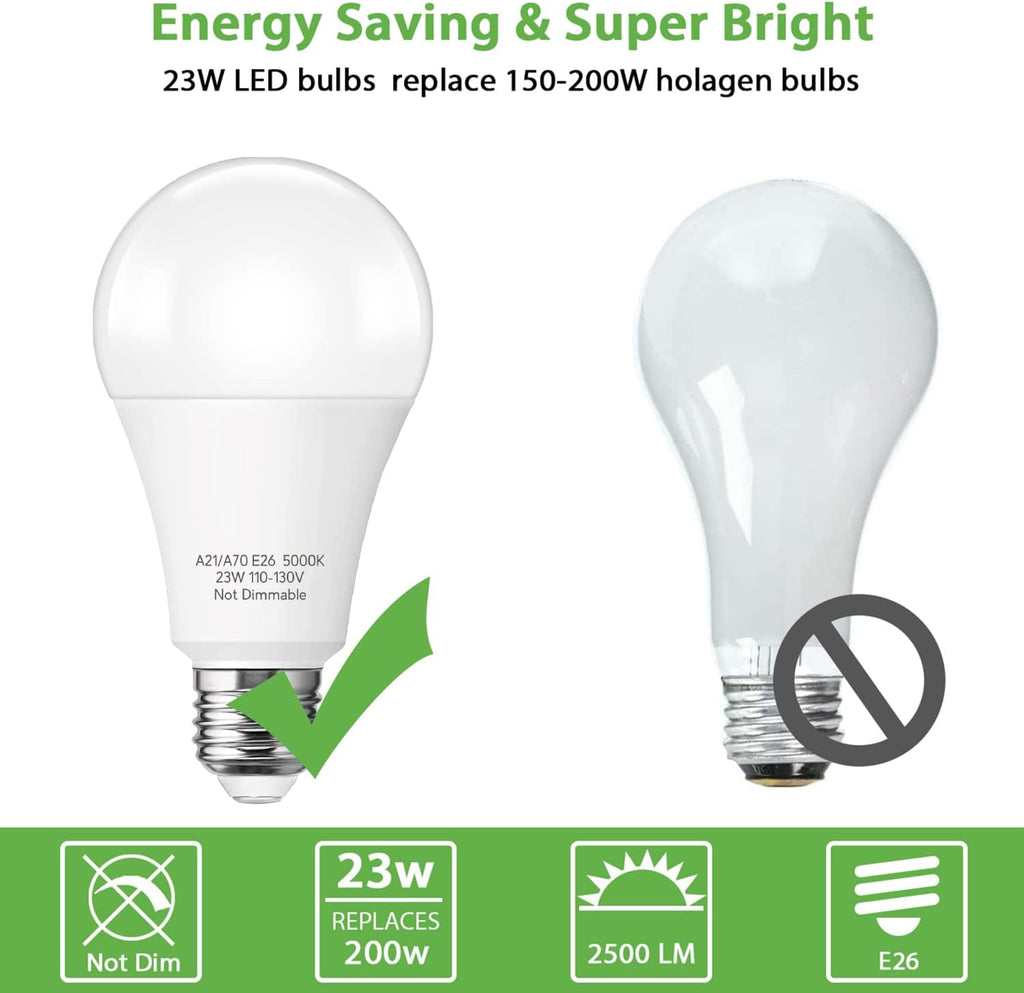 LED Light Bulbs, 23W Bright White 5000K, A21 E26