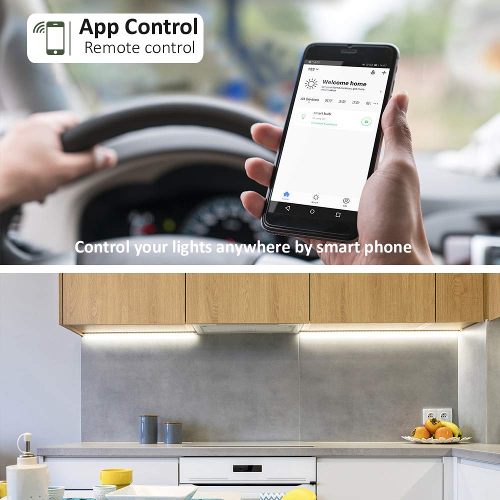 Smart Under Cabinet Lights Work with Alexa, Google,Siri, LED Light Shelf Counter Lighting with App, Voice Activated