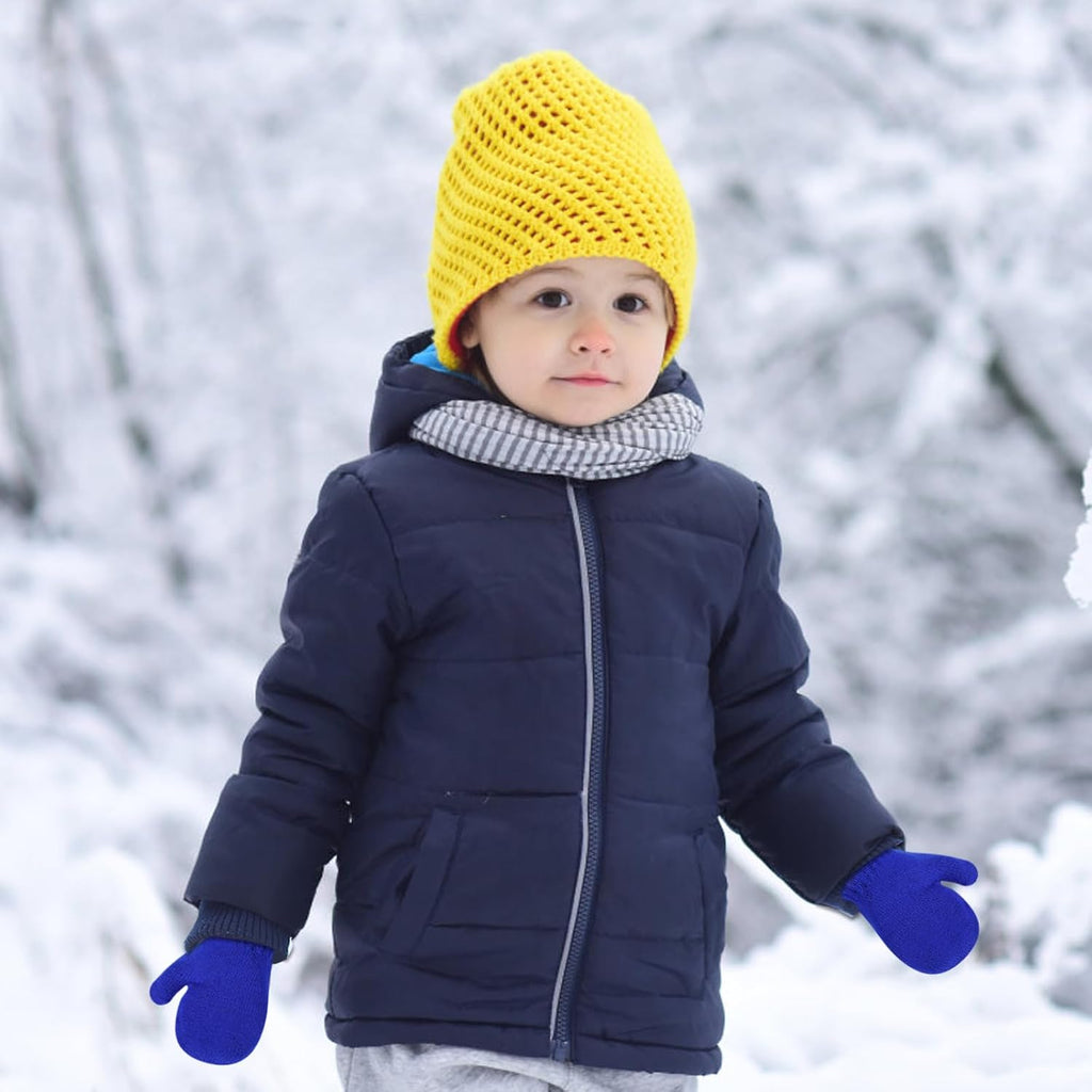 12 Pairs Toddler Mittens Kids Knit Warm Mittens Children Solid Winter Gloves for Baby Girls Boys
