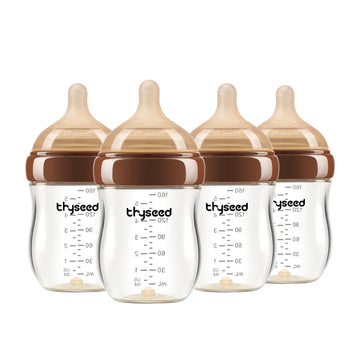 Anti-Colic Glass Baby Bottle for Breastfed Infants, Natural Feeding, Breast-Like Newborn Extra Slow Flow Nipple
