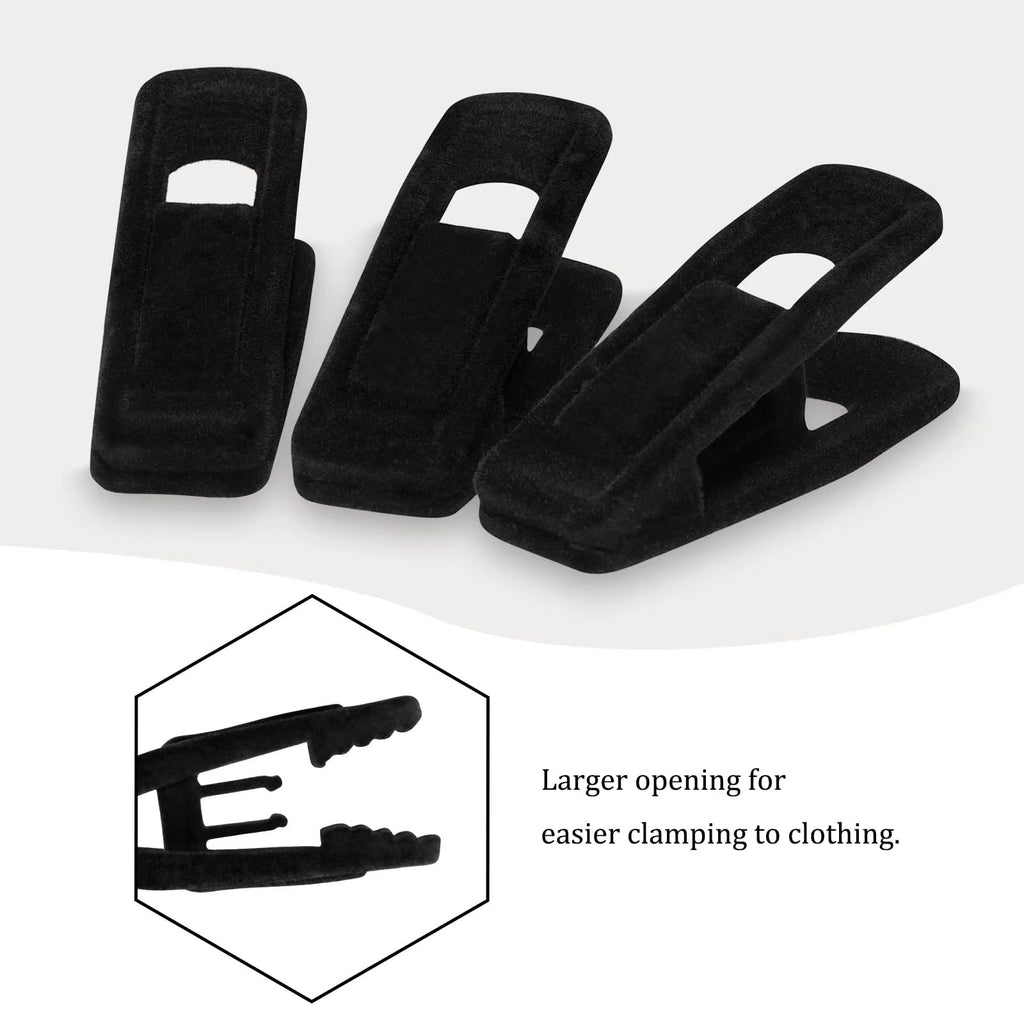 50pc Velvet Hanger Clips, Black Strong Finger Flocked Clips, Large Opening Clip Clothes Pin, Pants Hangers Clip for