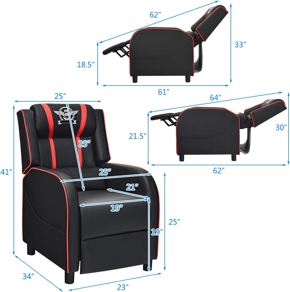 Gaming Recliner Chair, Adjustable Massage Gaming Chairs for Adults, Ergonomic Comfortable Lounge Leather Sofa