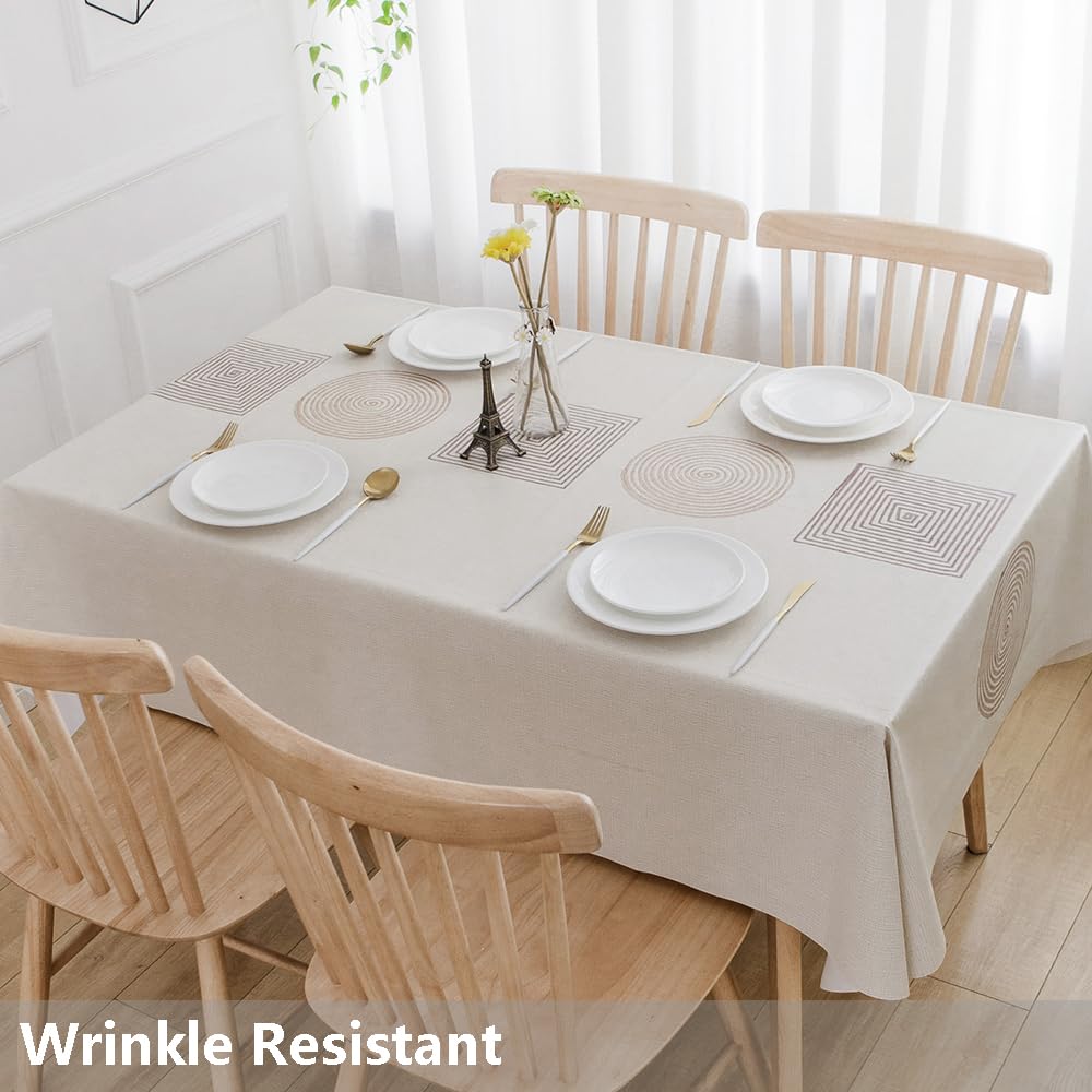 Heavy Duty Vinyl Table Cloth Plastic Table Cloth Dining Table Wipeable PVC Waterproof Tablecloth for Rectangle