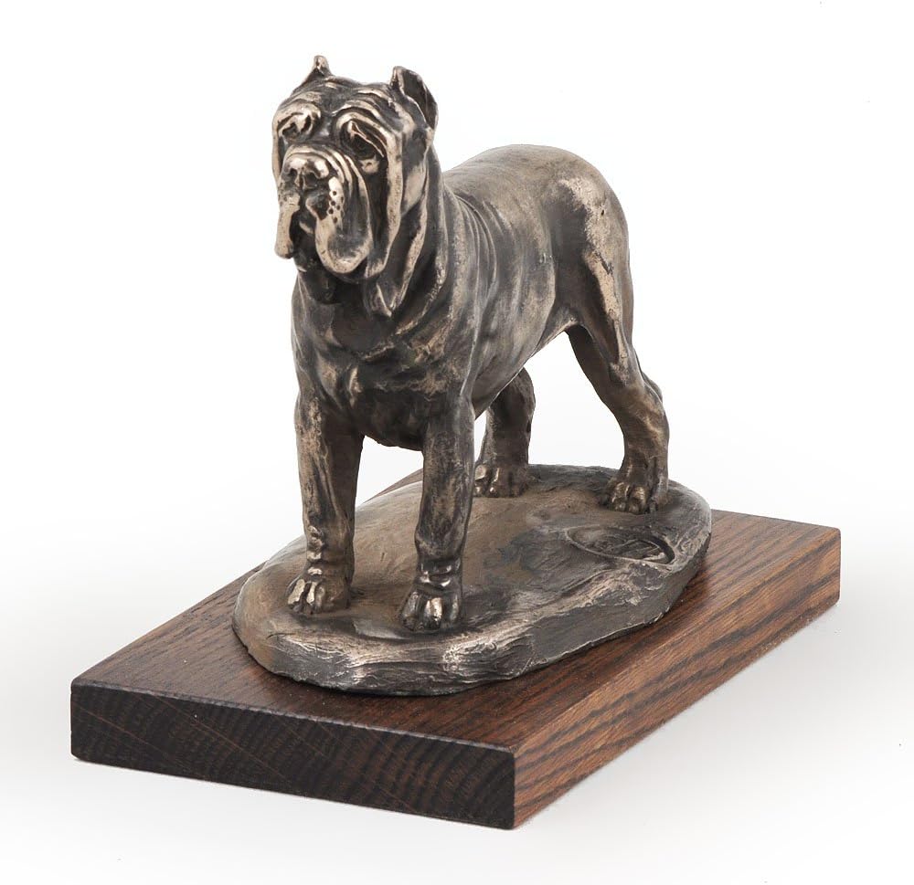 Mastino Neapolitano Dog Statue - Unique Edition ArtDog Collection - Handmade Wooden Base Cold Cast Bronze Figurine