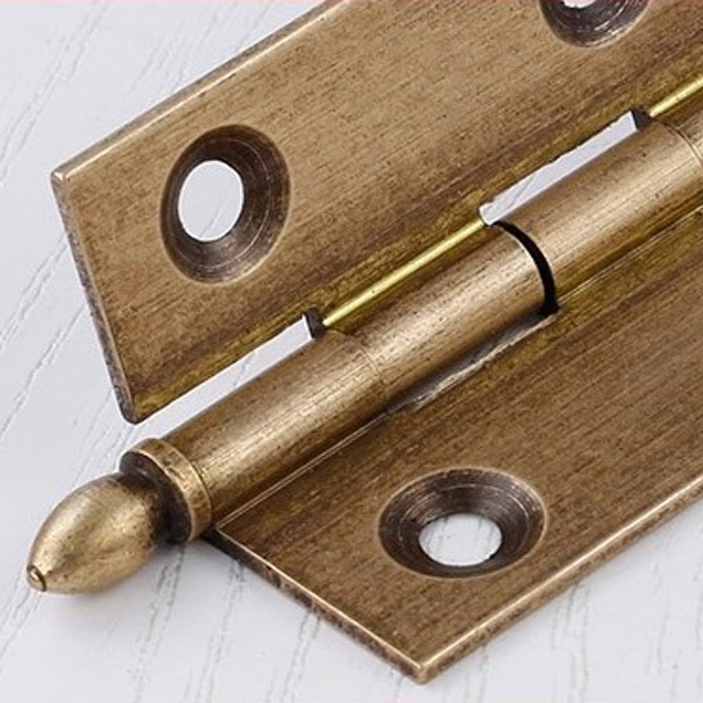 4Pcs Solid Brass Antique Hinges 2 Inches Vintage Door Hinges for Cabinet Bookshel (Antique Bronze)