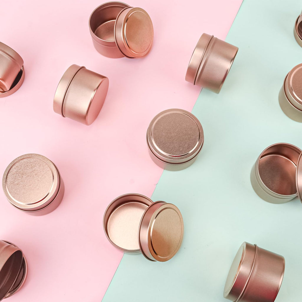 48 Pack 4 oz Rose Gold Tins with Lids, Candle Containers, Empty Candle Jars Bulk, Candle Jars for Making Candles