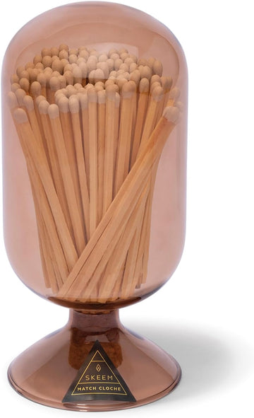 Glass Match Cloche - Mushroom Hand-Blown Apothecary Jar with Built-In Striker - 120 Small Matches - Decorative