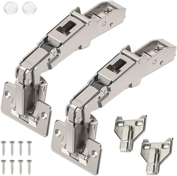 170 Degree (B71T655) Cabinet Hinges Bundle - Pack of 2 Full Overlay Self Close Door Face Frame Nickel Hinges with